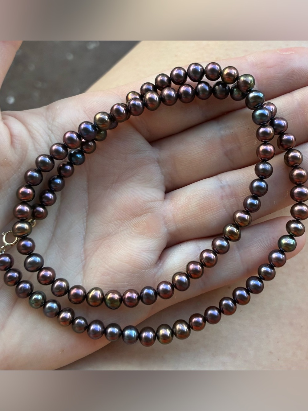 Vintage solid 10k yellow gold genuine pearl necklace